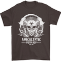 Apocalyptic Survival Skill Skull Gaming Mens T-Shirt Cotton Gildan Dark Chocolate