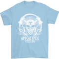 Apocalyptic Survival Skill Skull Gaming Mens T-Shirt Cotton Gildan Light Blue