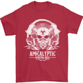 Apocalyptic Survival Skill Skull Gaming Mens T-Shirt Cotton Gildan Red