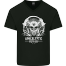 Apocalyptic Survival Skill Skull Gaming Mens V-Neck Cotton T-Shirt Black