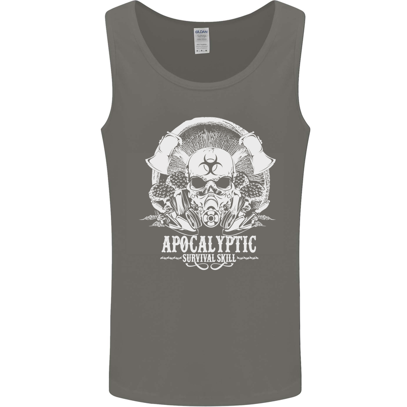Apocalyptic Survival Skill Skull Gaming Mens Vest Tank Top Charcoal