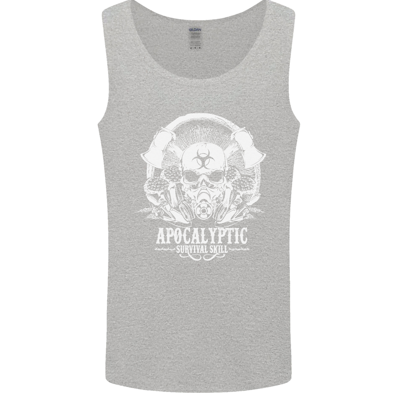 Apocalyptic Survival Skill Skull Gaming Mens Vest Tank Top Sports Grey