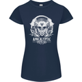 Apocalyptic Survival Skill Skull Gaming Womens Petite Cut T-Shirt Navy Blue