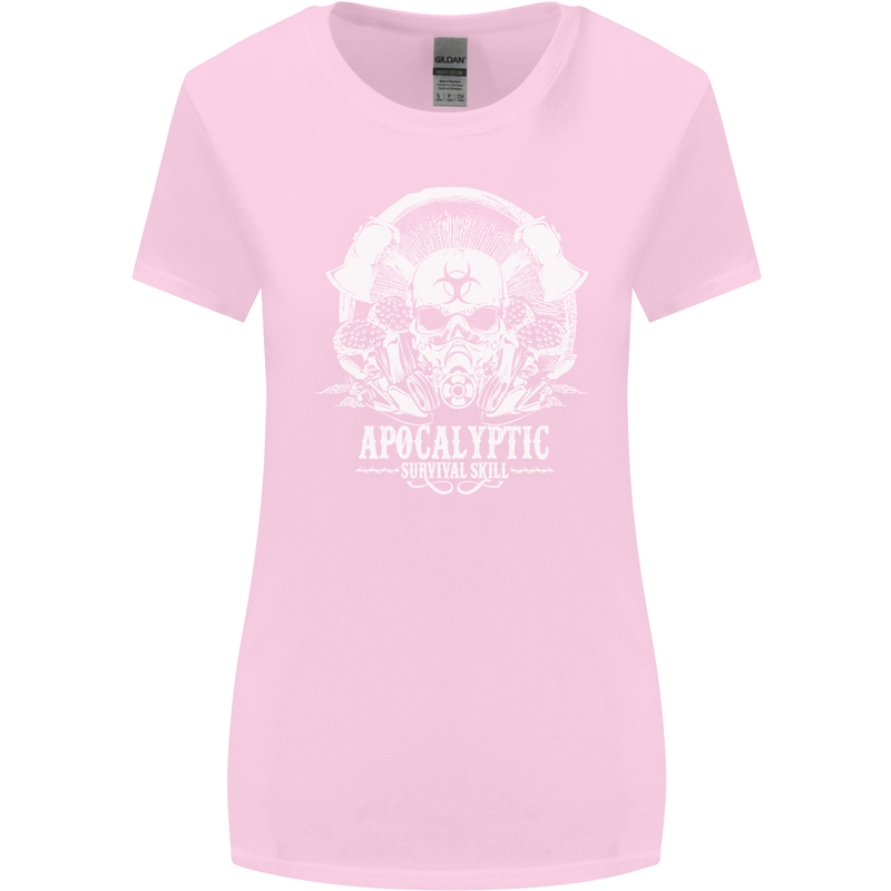 Apocalyptic Survival Skill Skull Gaming Womens Wider Cut T-Shirt Light Pink