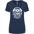 Apocalyptic Survival Skill Skull Gaming Womens Wider Cut T-Shirt Navy Blue