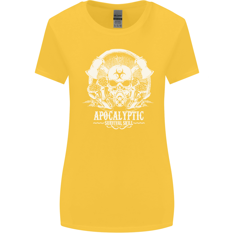 Apocalyptic Survival Skill Skull Gaming Womens Wider Cut T-Shirt Yellow