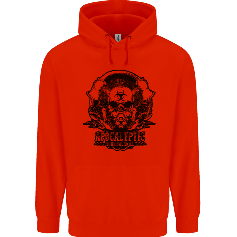 Apocalyptic Survival Skull Gamer Gaming Childrens Kids Hoodie Bright Red