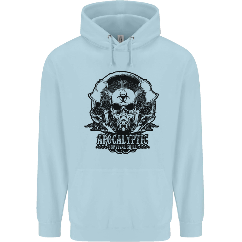 Apocalyptic Survival Skull Gamer Gaming Childrens Kids Hoodie Light Blue