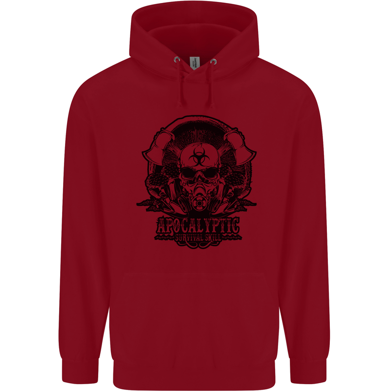Apocalyptic Survival Skull Gamer Gaming Childrens Kids Hoodie Red