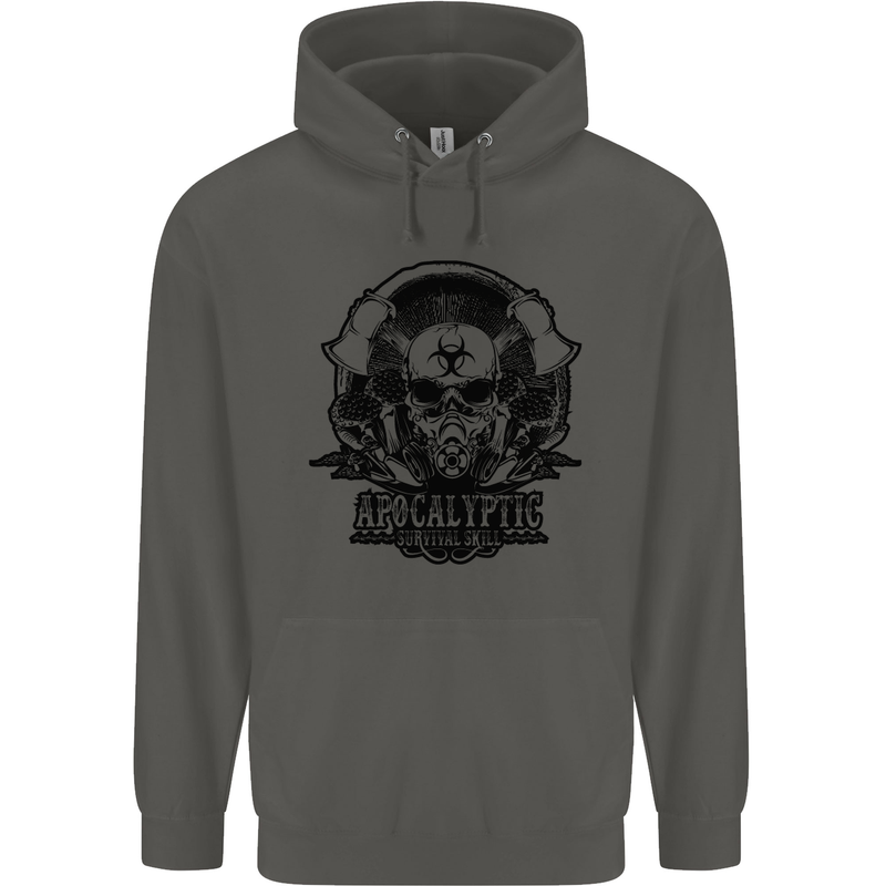 Apocalyptic Survival Skull Gamer Gaming Childrens Kids Hoodie Storm Grey