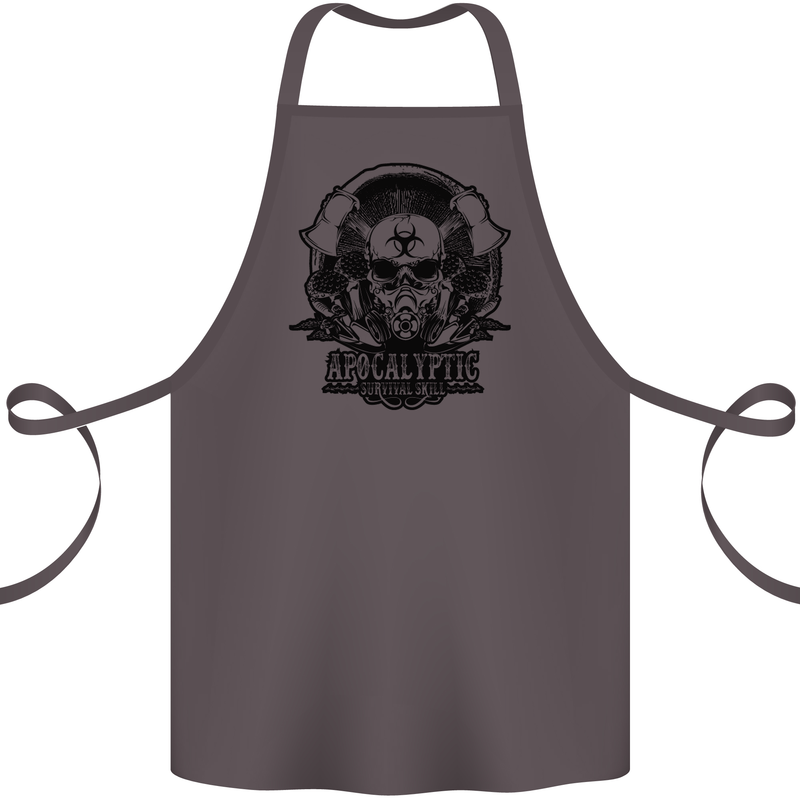 Apocalyptic Survival Skull Gamer Gaming Cotton Apron 100% Organic Dark Grey