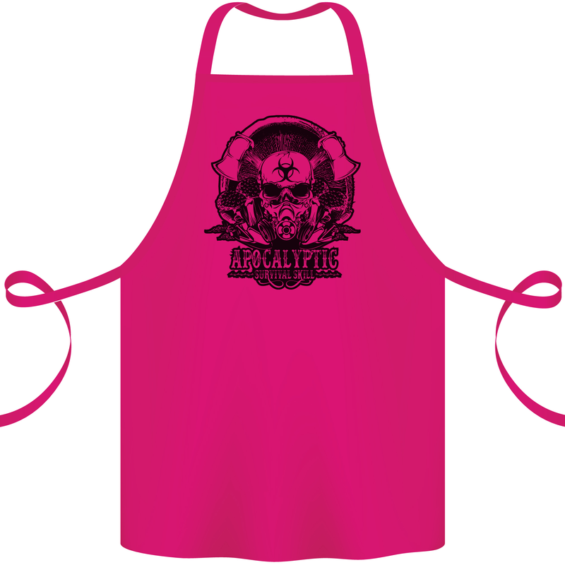 Apocalyptic Survival Skull Gamer Gaming Cotton Apron 100% Organic Pink