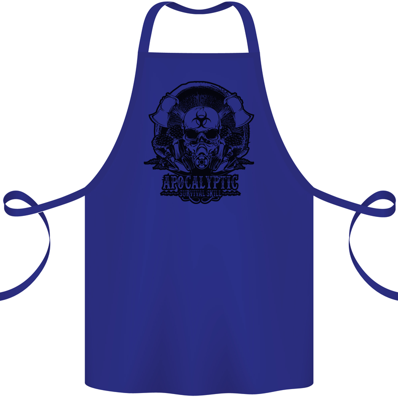 Apocalyptic Survival Skull Gamer Gaming Cotton Apron 100% Organic Royal Blue