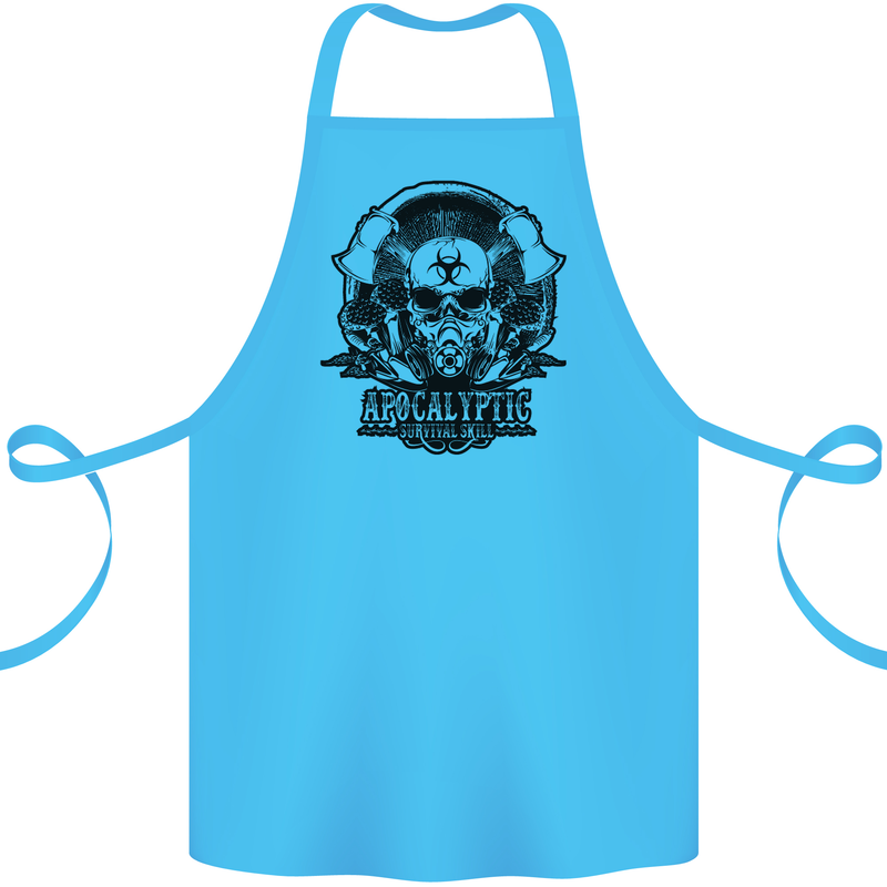 Apocalyptic Survival Skull Gamer Gaming Cotton Apron 100% Organic Turquoise