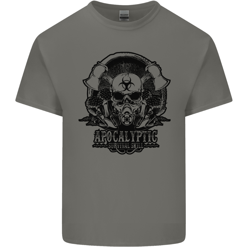 Apocalyptic Survival Skull Gamer Gaming Kids T-Shirt Childrens Charcoal