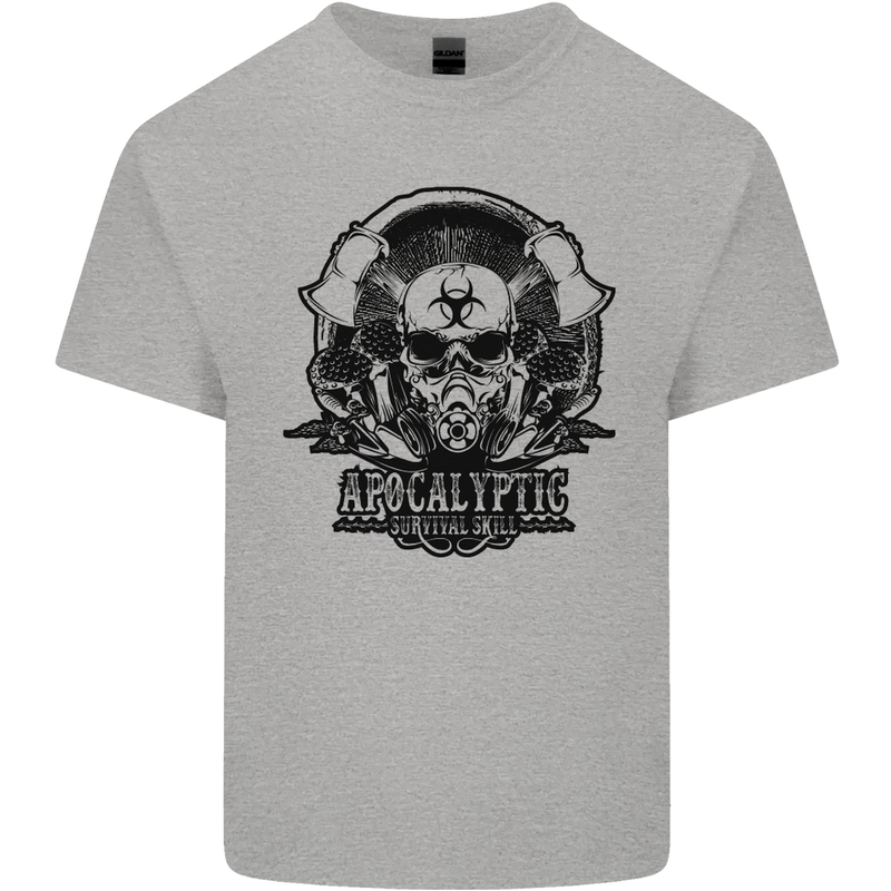 Apocalyptic Survival Skull Gamer Gaming Kids T-Shirt Childrens Sports Grey