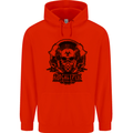 Apocalyptic Survival Skull Gamer Gaming Mens 80% Cotton Hoodie Bright Red