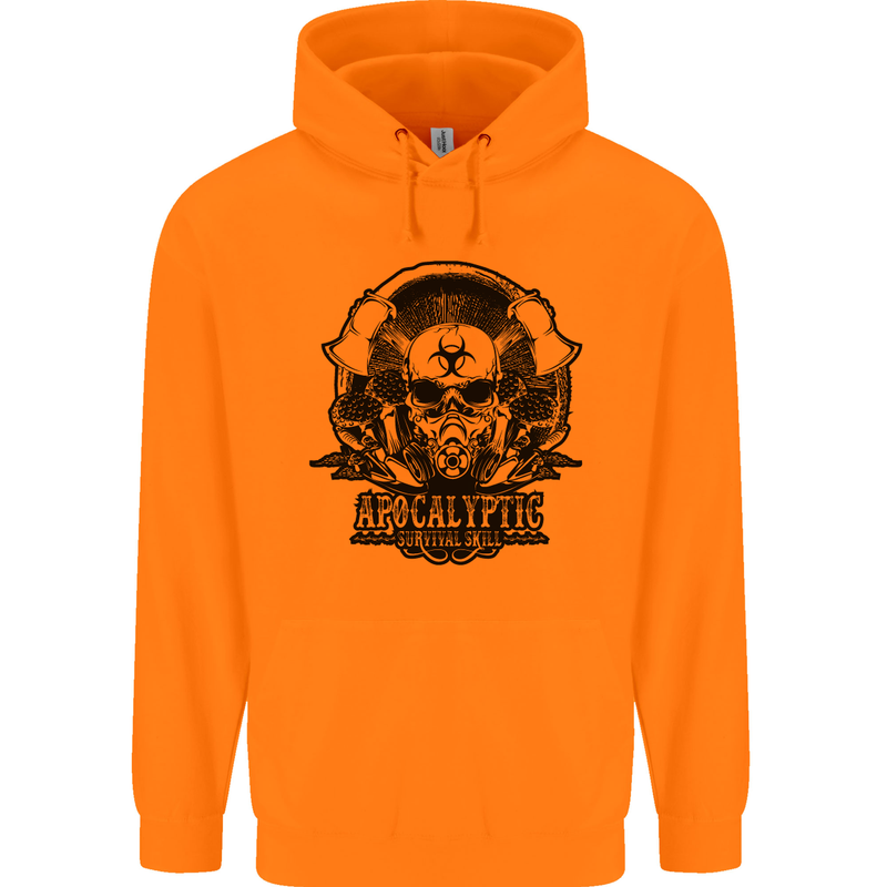 Apocalyptic Survival Skull Gamer Gaming Mens 80% Cotton Hoodie Orange