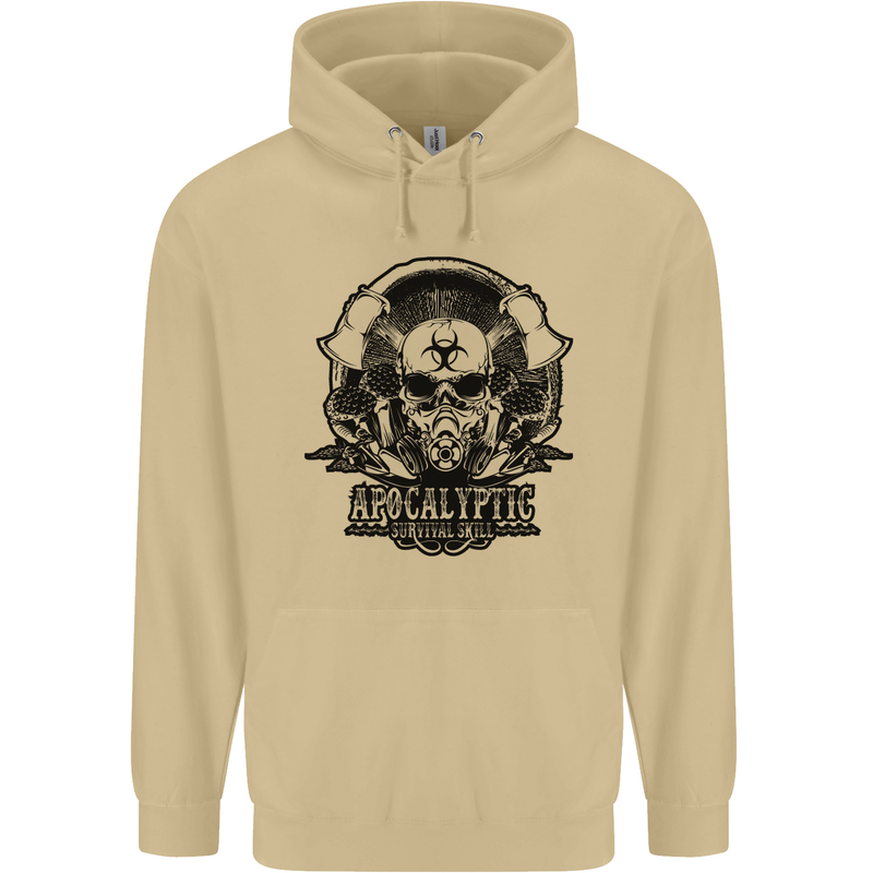 Apocalyptic Survival Skull Gamer Gaming Mens 80% Cotton Hoodie Sand