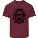 Apocalyptic Survival Skull Gamer Gaming Mens Cotton T-Shirt Tee Top Maroon