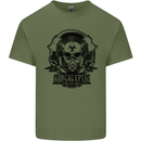 Apocalyptic Survival Skull Gamer Gaming Mens Cotton T-Shirt Tee Top Military Green