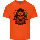 Apocalyptic Survival Skull Gamer Gaming Mens Cotton T-Shirt Tee Top Orange