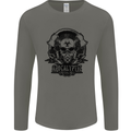Apocalyptic Survival Skull Gamer Gaming Mens Long Sleeve T-Shirt Charcoal
