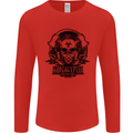 Apocalyptic Survival Skull Gamer Gaming Mens Long Sleeve T-Shirt Red