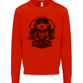 Apocalyptic Survival Skull Gamer Gaming Mens Sweatshirt Jumper Bright Red