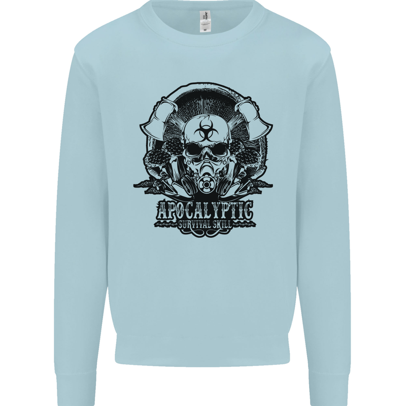 Apocalyptic Survival Skull Gamer Gaming Mens Sweatshirt Jumper Light Blue