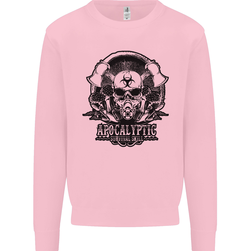 Apocalyptic Survival Skull Gamer Gaming Mens Sweatshirt Jumper Light Pink