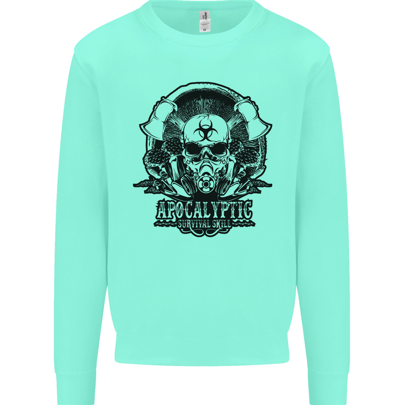 Apocalyptic Survival Skull Gamer Gaming Mens Sweatshirt Jumper Peppermint