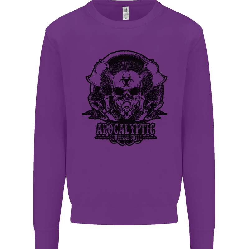Apocalyptic Survival Skull Gamer Gaming Mens Sweatshirt Jumper Purple