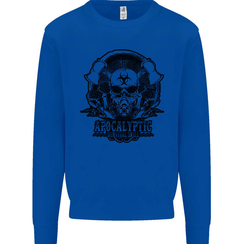 Apocalyptic Survival Skull Gamer Gaming Mens Sweatshirt Jumper Royal Blue