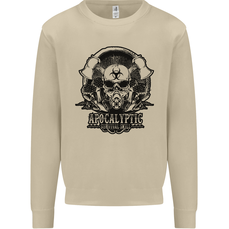 Apocalyptic Survival Skull Gamer Gaming Mens Sweatshirt Jumper Sand