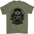 Apocalyptic Survival Skull Gamer Gaming Mens T-Shirt Cotton Gildan Military Green