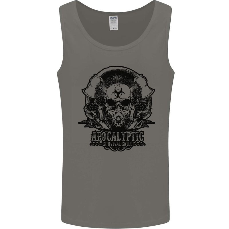 Apocalyptic Survival Skull Gamer Gaming Mens Vest Tank Top Charcoal