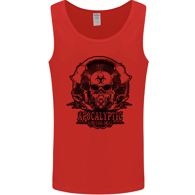 Apocalyptic Survival Skull Gamer Gaming Mens Vest Tank Top Red