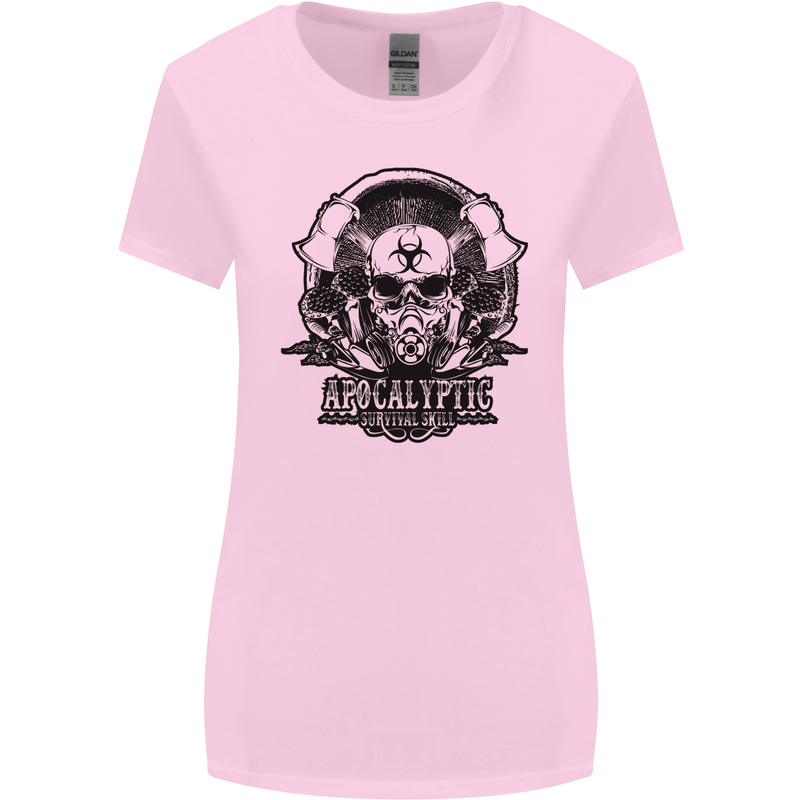 Apocalyptic Survival Skull Gamer Gaming Womens Wider Cut T-Shirt Light Pink