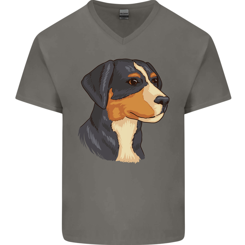 Appenzeller Sennenhund Dog Mens V-Neck Cotton T-Shirt Charcoal