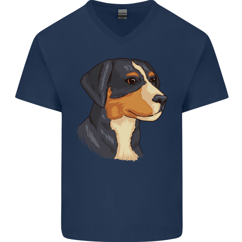 Appenzeller Sennenhund Dog Mens V-Neck Cotton T-Shirt Navy Blue