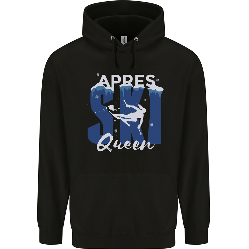 Apres Ski Queen Skiing Winter Sports Childrens Kids Hoodie Black