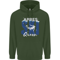 Apres Ski Queen Skiing Winter Sports Childrens Kids Hoodie Forest Green
