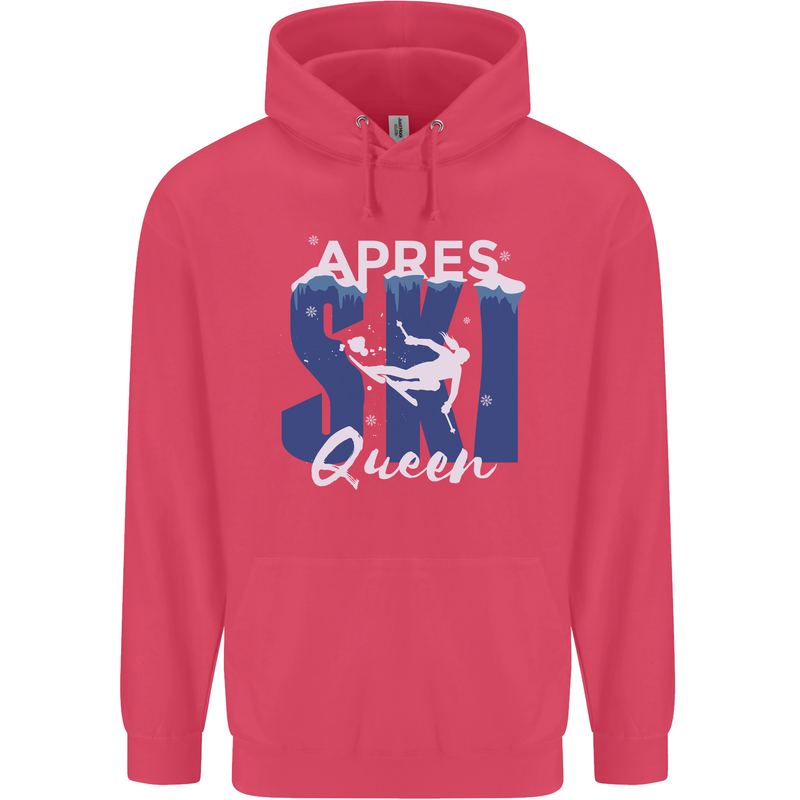 Apres Ski Queen Skiing Winter Sports Childrens Kids Hoodie Heliconia