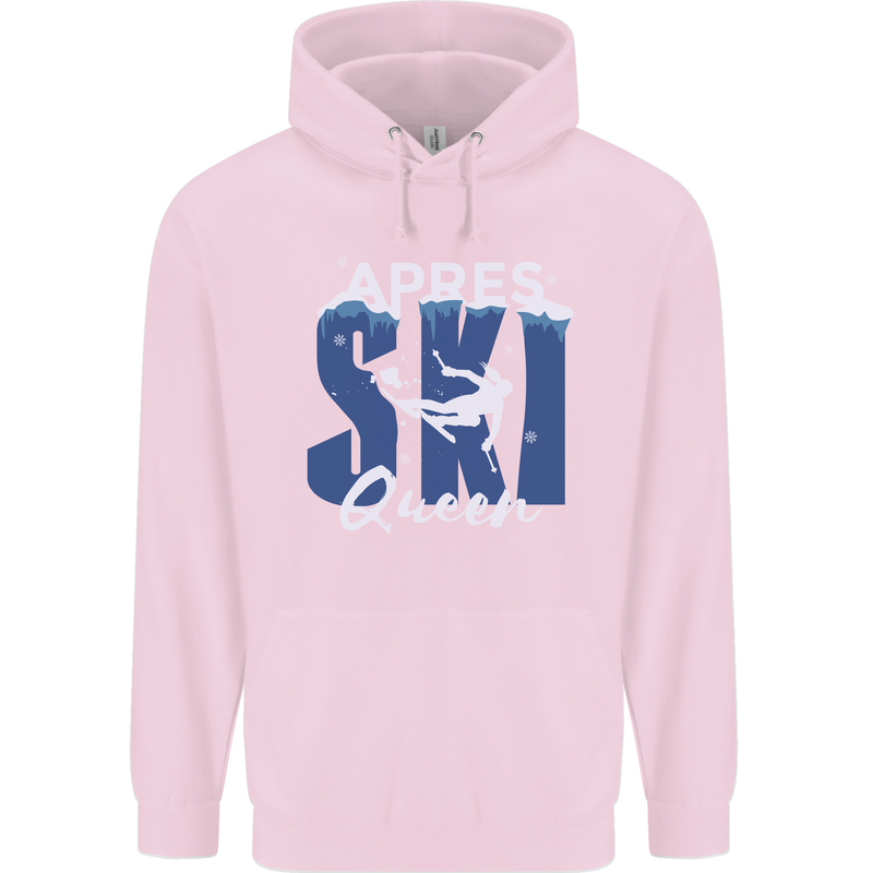 Apres Ski Queen Skiing Winter Sports Childrens Kids Hoodie Light Pink