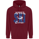 Apres Ski Queen Skiing Winter Sports Childrens Kids Hoodie Maroon
