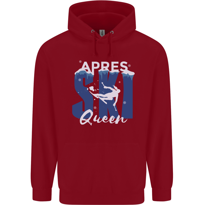 Apres Ski Queen Skiing Winter Sports Childrens Kids Hoodie Red