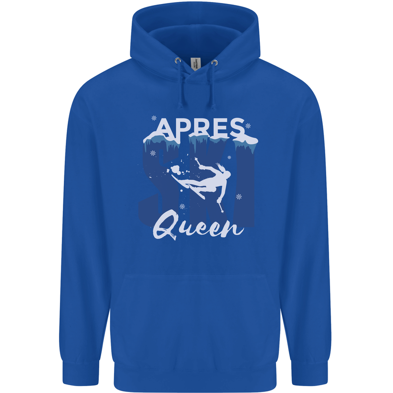 Apres Ski Queen Skiing Winter Sports Childrens Kids Hoodie Royal Blue
