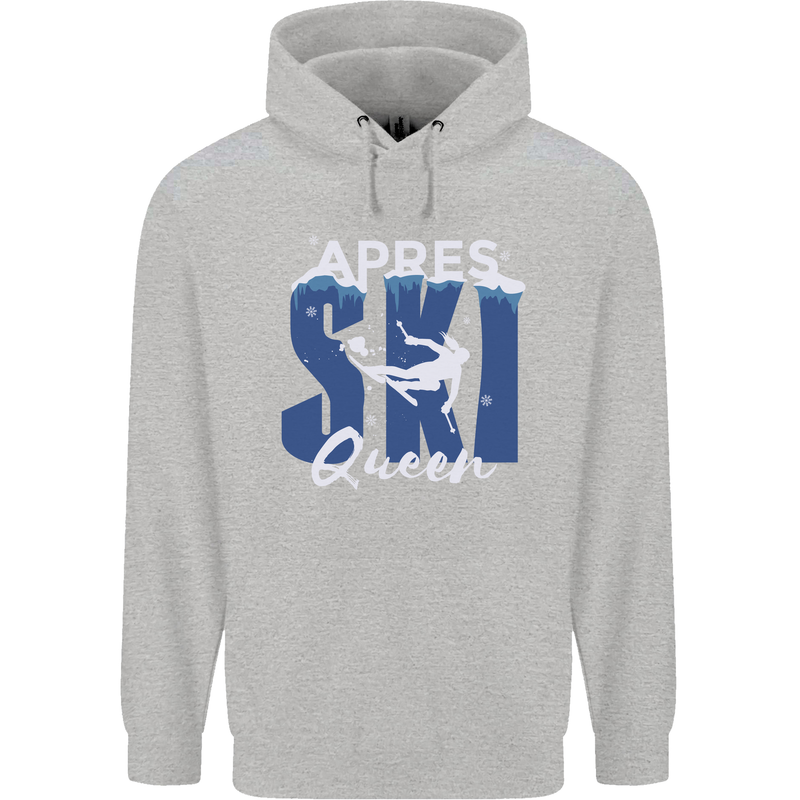 Apres Ski Queen Skiing Winter Sports Childrens Kids Hoodie Sports Grey