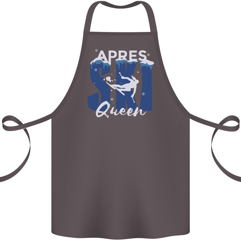 Apres Ski Queen Skiing Winter Sports Cotton Apron 100% Organic Dark Grey